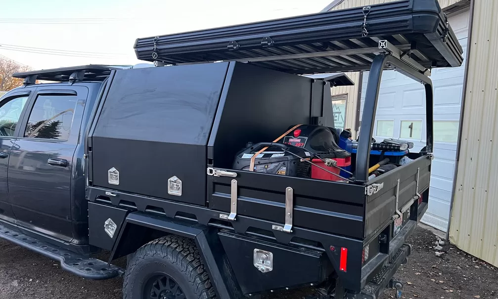 Full Size 36 inch tall ladder rack on Summit flatbed tray